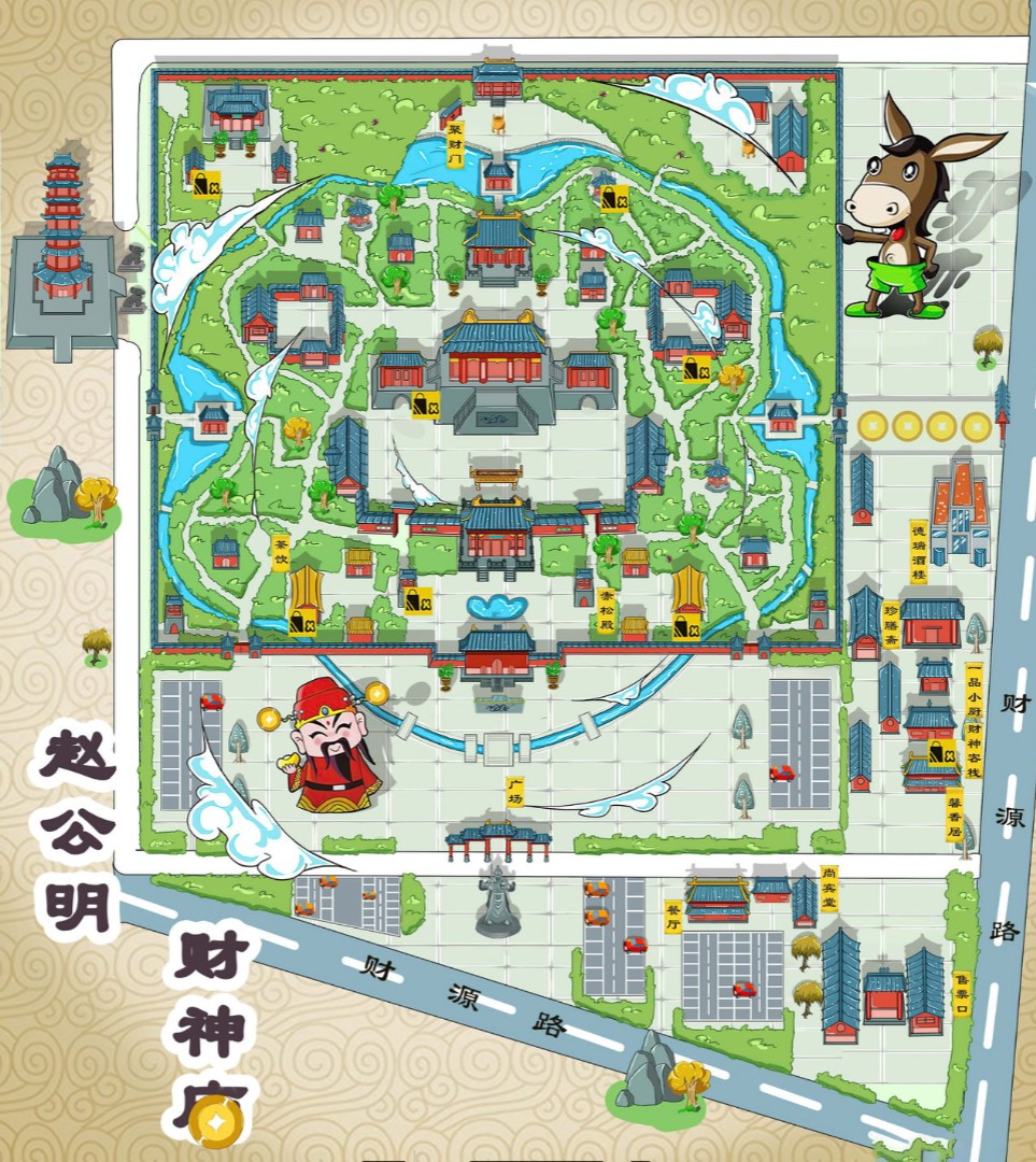梁河寺庙类手绘地图
